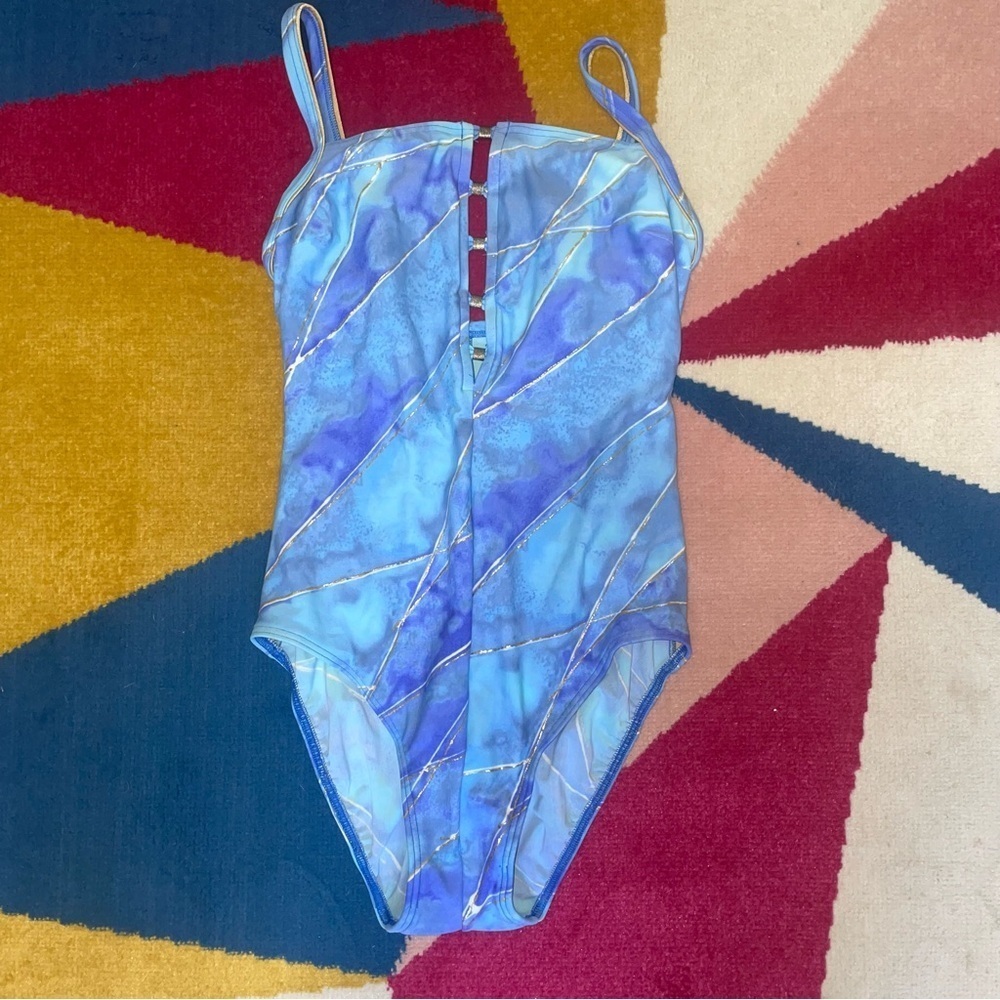 Christina Vintage One Piece Blue Swimsuit Small